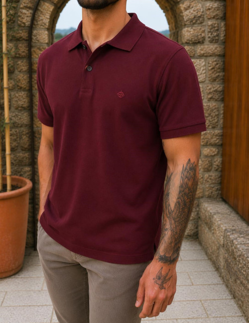 Origin ανδρική μπορντό πικέ Polo μπλούζα Plus Size 252717B
