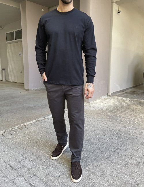 Everbest Ανδρική μαύρη βαμβακερή μπλούζα Plus size 2610160M