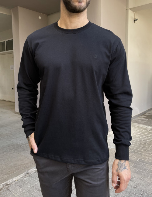 Everbest Ανδρική μαύρη βαμβακερή μπλούζα Plus size 2610160M
