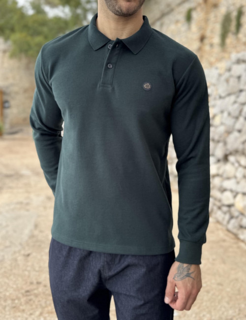 Everbest Ανδρική κυπαρισσί Polo μακρυμάνικη μπλούζα Plus size 271042K
