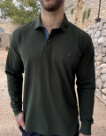 Ανδρική μονόχρωμη μακρυμάνικη μπλούζα Polo.