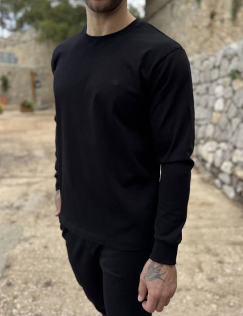 Everbest Ανδρική μαύρη βαμβακερή μπλούζα Plus size 271027M