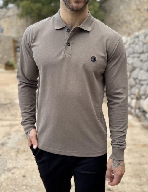 Everbest Ανδρική πούρο πικέ Polo μακρυμάνικη μπλούζα Plus size 271028P