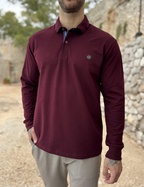 Everbest ανδρική μπορντό Polo πικέ μπλούζα plus size 271029