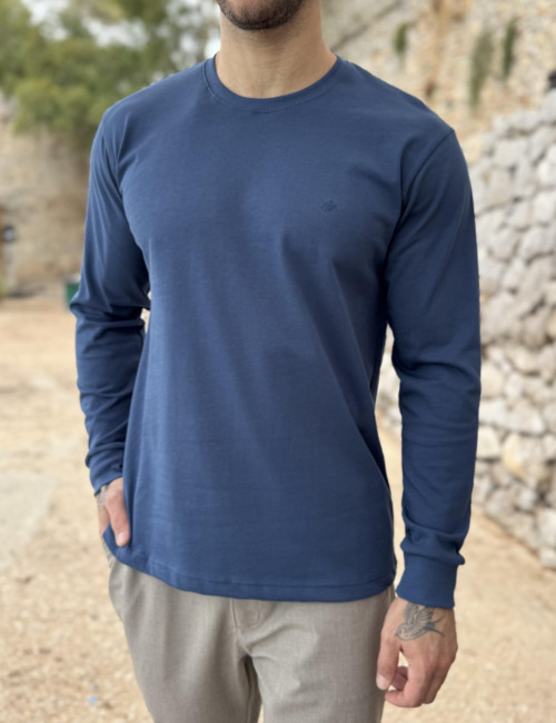 Everbest Ανδρική μπλε Indigo βαμβακερή μπλούζα Plus size 271027