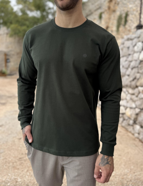 Everbest Ανδρική κυπαρισσί βαμβακερή μπλούζα Plus size 271027K