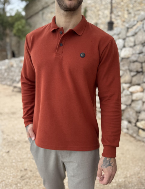 Everbest Ανδρική εκάι Polo μακρυμάνικη μπλούζα Plus size 271042E