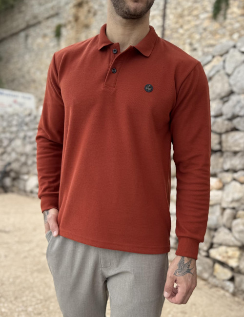 Everbest Ανδρική εκάι Polo μακρυμάνικη μπλούζα Plus size 271042E