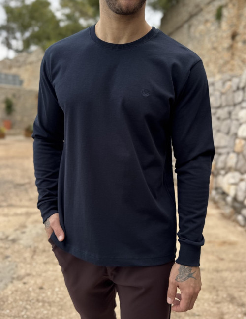 Everbest Ανδρική μπλε navy βαμβακερή μπλούζα Plus size 271027N