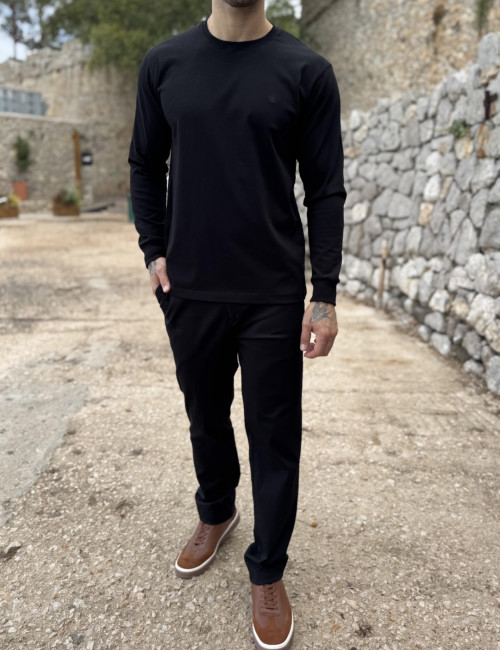 Everbest Ανδρική μαύρη βαμβακερή μπλούζα Plus size 271027M