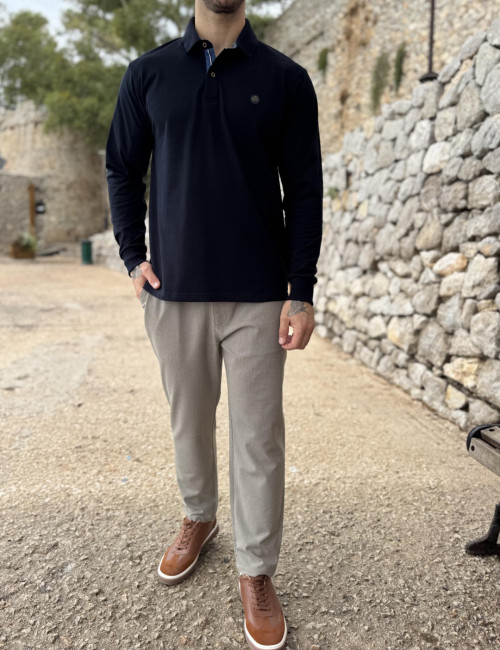 Everbest ανδρική μπλε navy Polo πικέ μπλούζα plus size 271029N
