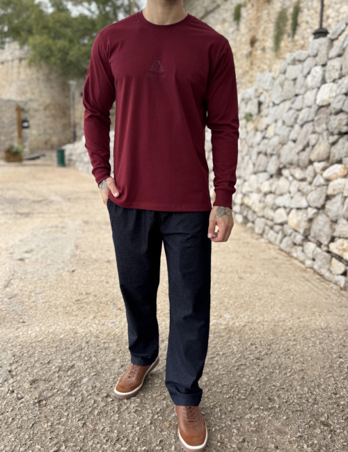 Everbest ανδρική μπορντό μακρυμάνικη μπλούζα με τύπωμα Plus Size 271024B