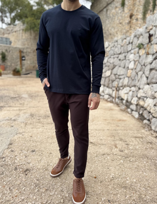 Everbest Ανδρική μπλε navy βαμβακερή μπλούζα Plus size 271027N