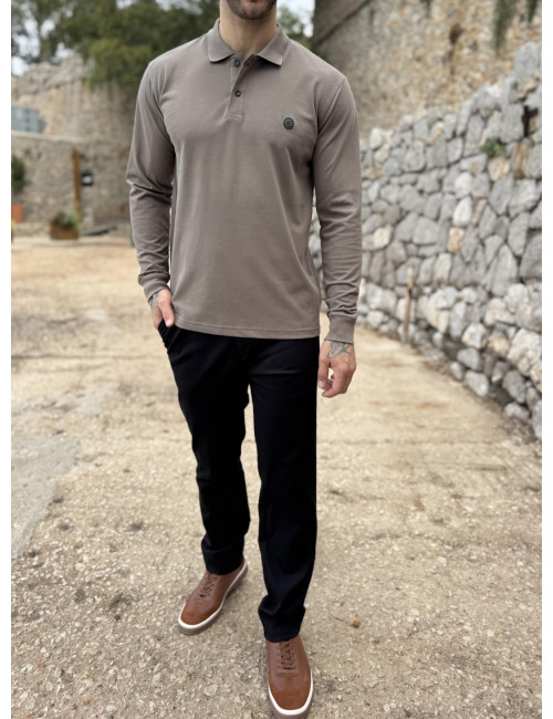 Everbest Ανδρική πούρο πικέ Polo μακρυμάνικη μπλούζα Plus size 271028P