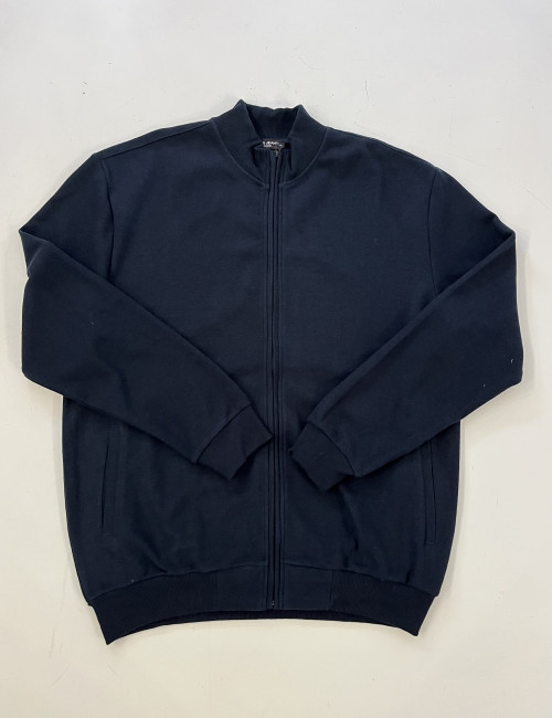 Ανδρική μπλε ζακέτα με γιακά και πλαϊνές τσέπες Plus Size EP2402814N