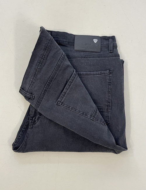 Ανδρικό ανθρακί τζιν ελαστικό σε ίσια γραμμή με φερμουάρ Plus Size EP64504