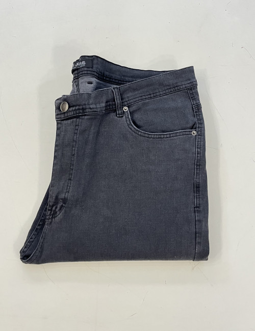 Ανδρικό ανθρακί τζιν ελαστικό σε ίσια γραμμή με φερμουάρ Plus Size EP64504