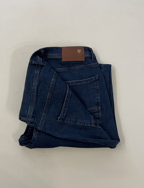 Ανδρικό μπλε τζιν ελαστικό σε ίσια γραμμή με φερμουάρ Plus Size EP69307