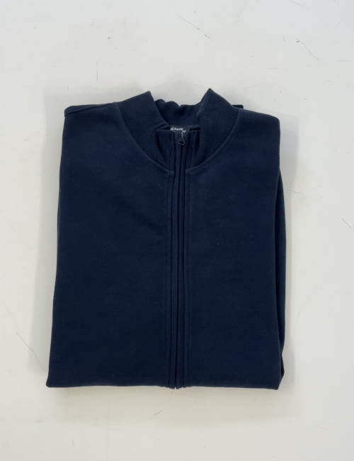 Ανδρική μπλε ζακέτα με γιακά και πλαϊνές τσέπες Plus Size EP2402814N