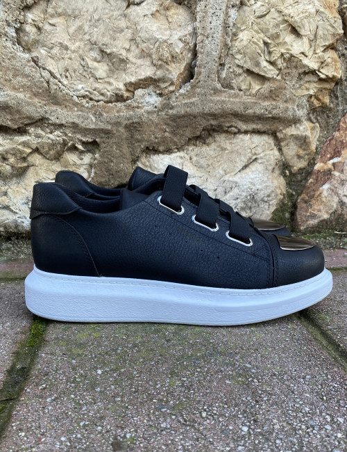 Ανδρικά ασπρόμαυρα Casual Sneakers δερματίνη με καθρέφτη CH251