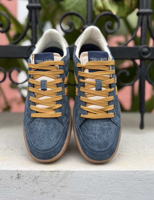 Teddy Smith ανδρικά μπλε sneakers με κίτρινες λεπτομέρειες 120595B