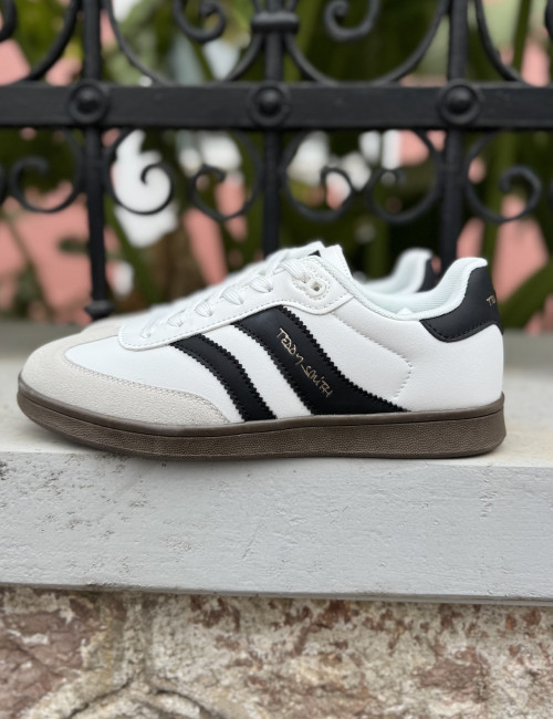 Teddy Smith ανδρικά λευκα sneakers με μαύρες-γκρι λεπτομέρειες 78815