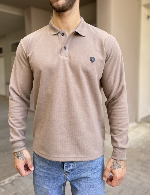 Everbest Ανδρική πούρο Polo μακρυμάνικη μπλούζα Plus size 261032P