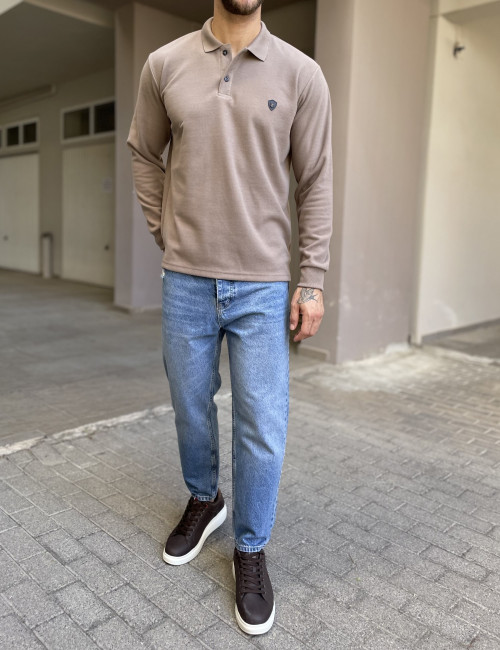 Everbest Ανδρική πούρο Polo μακρυμάνικη μπλούζα Plus size 261032P