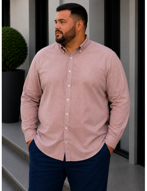 Ανδρικό σομόν πουκάμισο με γιακά Plus Size CA2523S