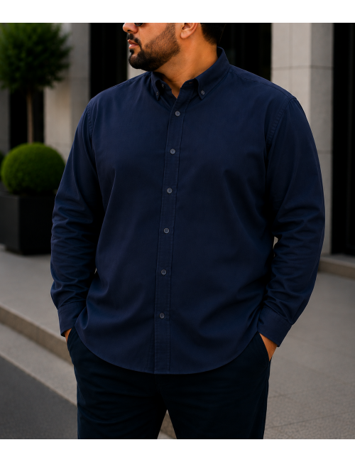 Ανδρικό μπλε navy πουκάμισο με γιακά Plus Size CA2529