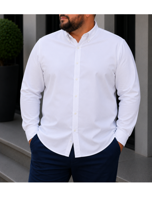 Ανδρικό λευκό κλασικό πουκάμισο Oxford Plus Size CA2524W