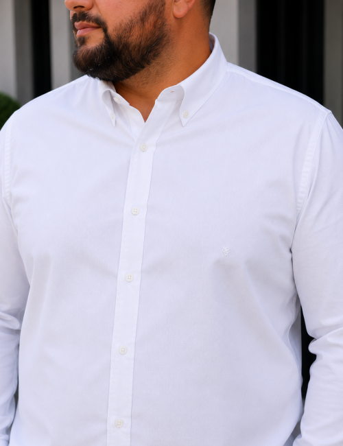 Ανδρικό λευκό κλασικό πουκάμισο Oxford Plus Size CA2524W