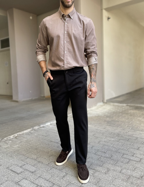Dynamo ανδρικό μαύρο παντελόνι υφασμάτινο Chinos D1316