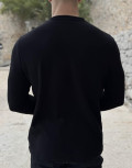 Ανδρική μονόχρωμη βαμβακερή μπλούζα με πλεκτή ύφανση.