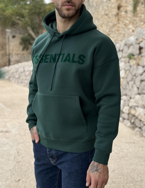 Ανδρικό πράσινο φούτερ με κουκούλα και λογότυπο ES0081