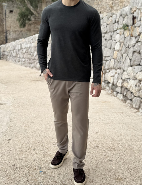Ανδρική χακί βαμβακερή με ανάγλυφο σχέδιο μπλούζα RJN2711