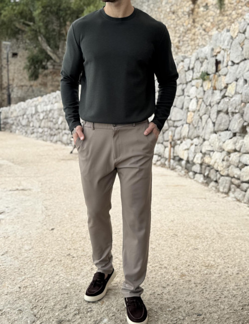 Joggermen ανδρικό μπεζ υφασμάτινο παντελόνι με λάστιχο JMN2057