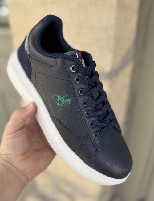 US GRAND POLO ανδρικά μπλε με καρό casual sneakers GPM21140