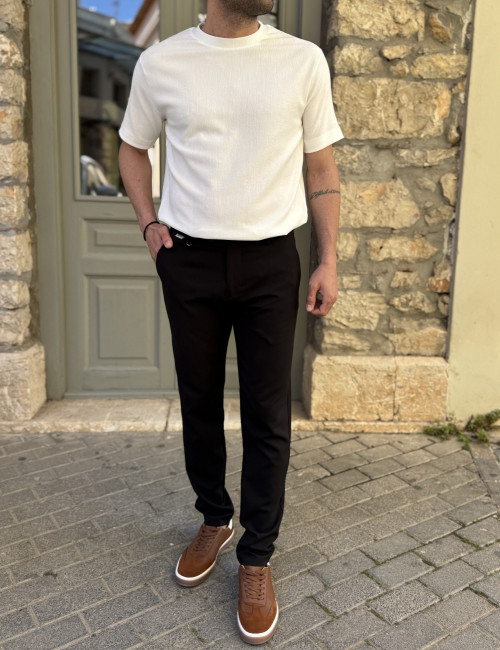 Joggermen ανδρικό μαύρο υφασμάτινο παντελόνι 2014