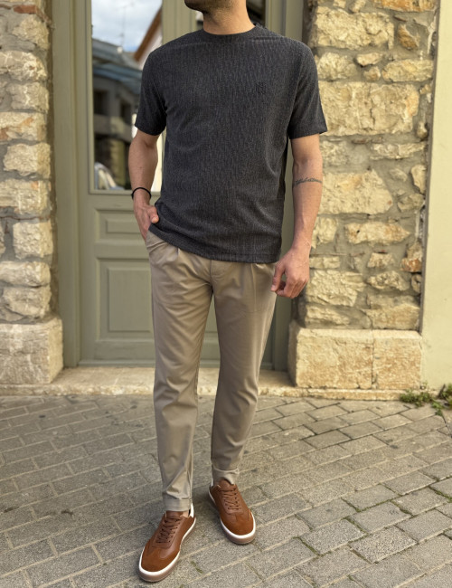 Marrakech ανδρική μπλε κοντομάνικη μπλούζα με ριπ ύφανση TST2727N