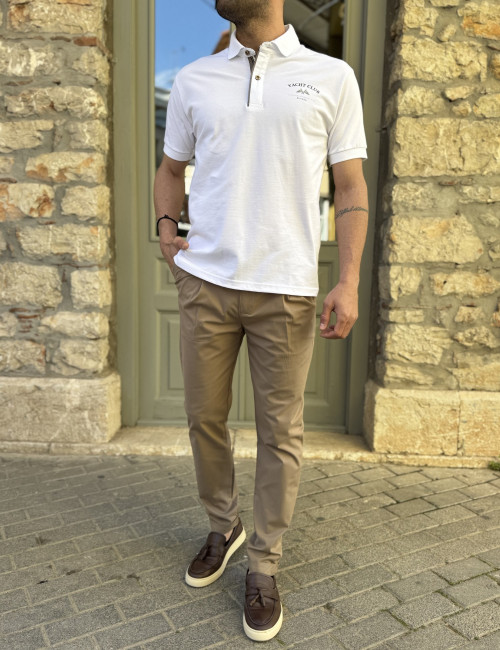 Everbest ανδρική λευκή Polo μπλούζα Plus Size 262838