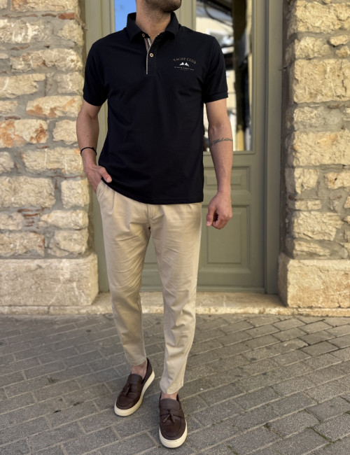 Everbest ανδρική μπλε navy Polo μπλούζα Plus Size 262838N