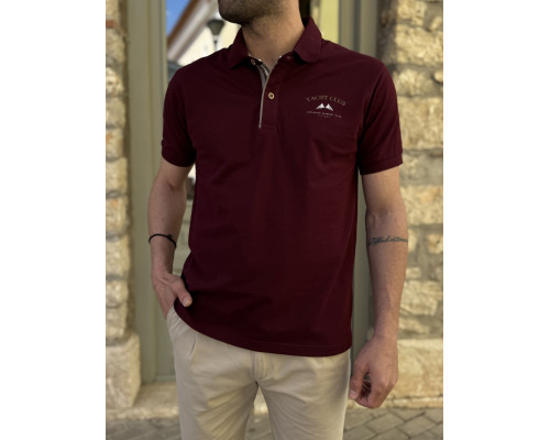 Everbest ανδρική μπορντό Polo μπλούζα Plus Size 262838B