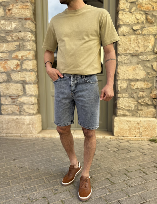 Ανδρική μπλε ανοιχτό τζιν βερμούδα 40353