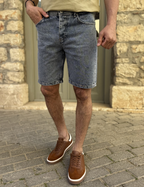 Ανδρική μπλε ανοιχτό τζιν βερμούδα 40353