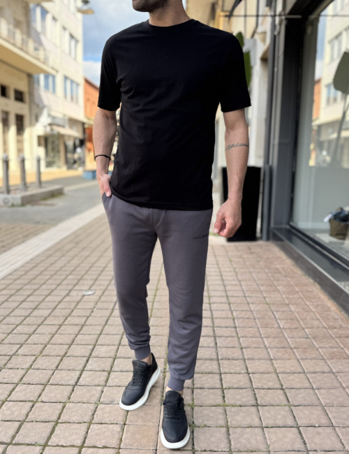 Ανδρική βαμβακερή μαύρη κοντομάνικη Oversized μπλούζα KEF2622M