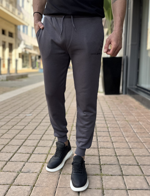 Ανδρική ανθρακί αθλητική φόρμα με λάστιχο KEF2612