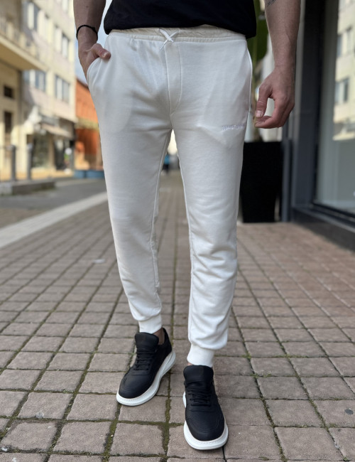 Ανδρική λευκή αθλητική φόρμα με λάστιχο KEF2612W