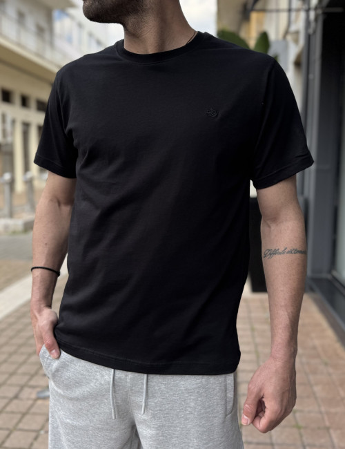 Everbest ανδρικό μαύρο βαμβακερό Plus Size T-shirt 2628000