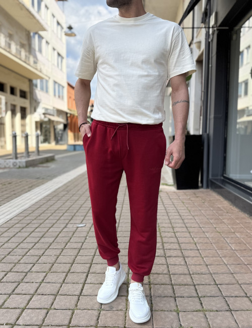 Ανδρική κόκκινη αθλητική φόρμα με λάστιχο KEF2612K